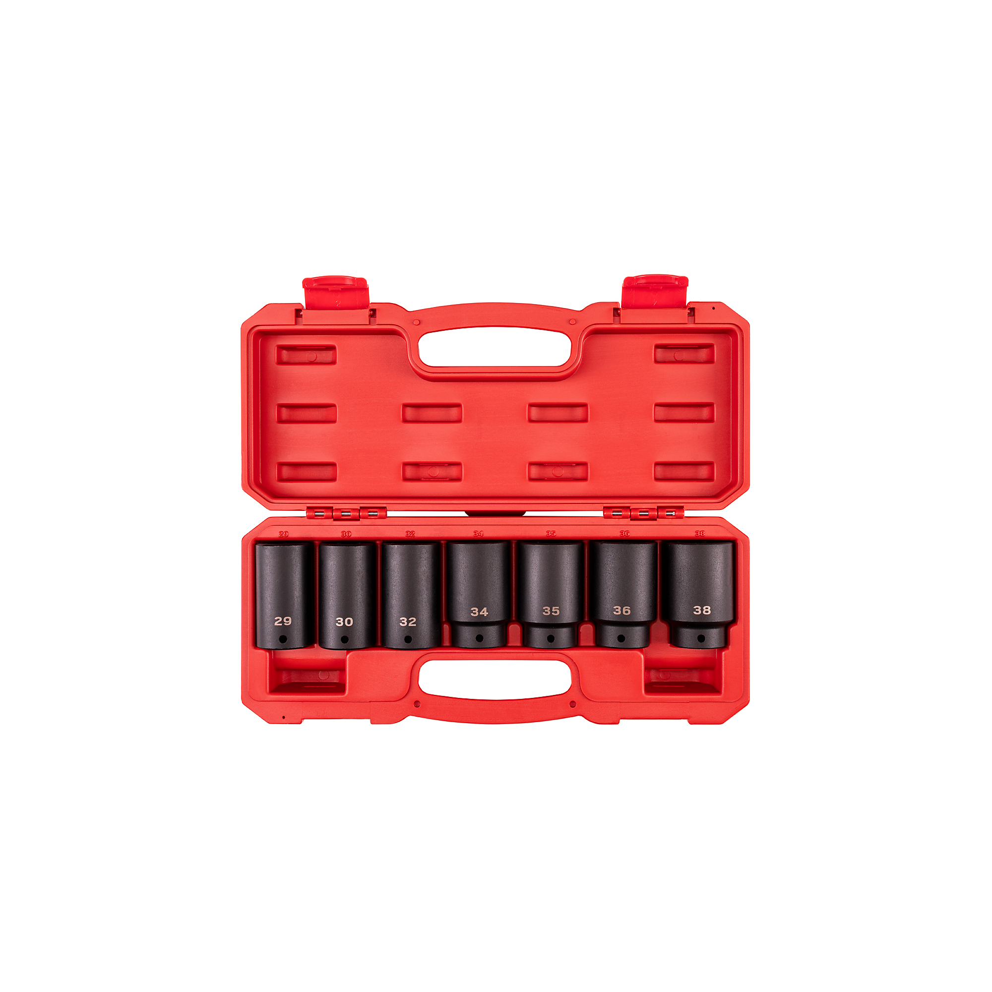 TEKTON 1/2 Inch Drive Deep 6-Point Axle Nut Impact Socket Set with Case, 7-Piece (29 - 38 mm) | SID92340